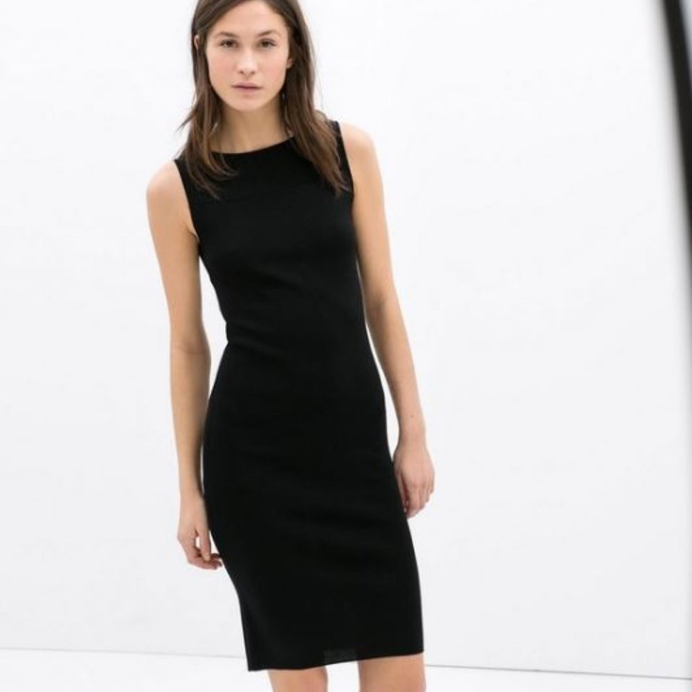 ZARA Basic Sleeveless Dress Black Medium